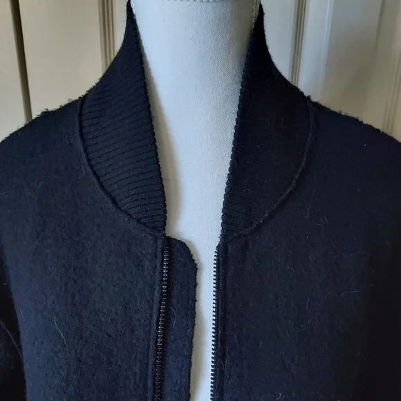 Eileen Fisher Boiled Wool Women's Black Coat - Picture 3 of 6